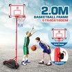 2m Portable Adjustable Basketball Stand Hoop System for Kids w Basketball