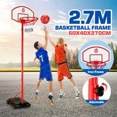 2.7m Adjustable Kid Basketball System Hoop Stand Backboard Basketball Set 