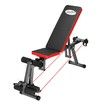 Genki Adjustable Weight FID Bench Home Gym with Elastic Ropes Black & Red