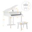 Melodic Classical Kids Piano Baby Grand Piano 30 Keys with Bench White