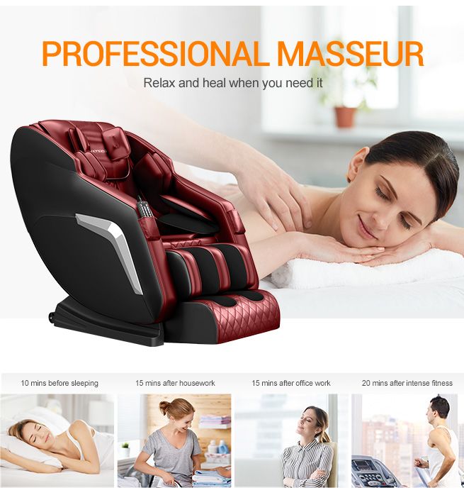 HOMASA Red Full Body Massage Chair Zero Gravity Recliner - BestDeals.co.nz