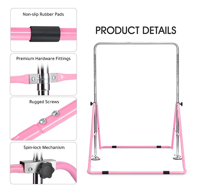 Genki Gymnastics Training Bar Height Adjustable Horizontal Bar for Kids