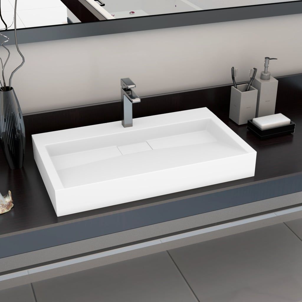 Wash Basin 80x46x11 cm Mineral Cast/Marble Cast White