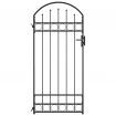 Fence Gate with Arched Top Steel 100x200 cm Black