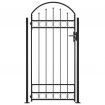 Fence Gate with Arched Top and 2 Posts 100x200 cm Black