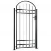 Fence Gate with Arched Top and 2 Posts 100x200 cm Black