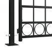 Fence Gate with Arched Top and 2 Posts 100x200 cm Black