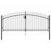 Fence Gate Double Door with Spike Top Steel 3x1.25 m Black