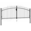 Fence Gate Double Door with Spike Top Steel 3x1.25 m Black