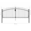 Fence Gate Double Door with Spike Top Steel 3x1.25 m Black