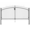 Fence Gate Double Door with Spike Top Steel 3x1.5 m Black