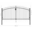 Fence Gate Double Door with Spike Top Steel 3x1.5 m Black