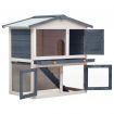 Outdoor Rabbit Hutch 3 Doors Grey Wood