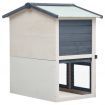 Outdoor Rabbit Hutch 3 Doors Grey Wood