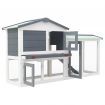 Outdoor Large Rabbit Hutch Grey and White 145x45x85 cm Wood