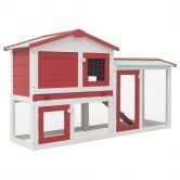 Outdoor Large Rabbit Hutch Red and White 145x45x85 cm Wood