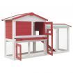 Outdoor Large Rabbit Hutch Red and White 145x45x85 cm Wood