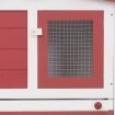 Outdoor Large Rabbit Hutch Red and White 204x45x85 cm Wood