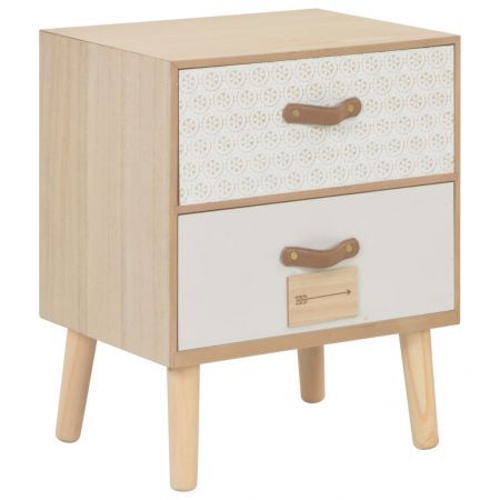 Bedside Cabinet with 2 Drawers 40x30x49.5 cm Solid Pinewood