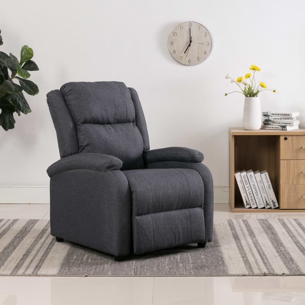 TV Recliner Chair Dark Grey Fabric