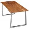 Dining Table 160x80x75 cm Solid Acacia Wood and Stainless Steel