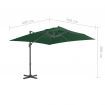 Cantilever Umbrella with Aluminium Pole 400x300 cm Green