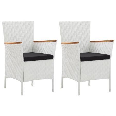 Garden Chairs 2 pcs White Poly Rattan