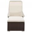 Sun Lounger with Canopy and Cushion Poly Rattan Brown