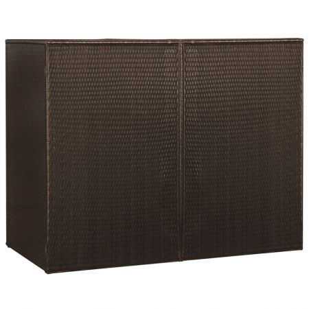 Double Wheelie Bin Shed Brown 153x78x120 cm Poly Rattan