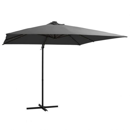Cantilever Umbrella with LED lights and Steel Pole 250x250 cm Anthracite Cantilever Umbrella with LED lights and Steel Pole 250x250 cm Anthracite