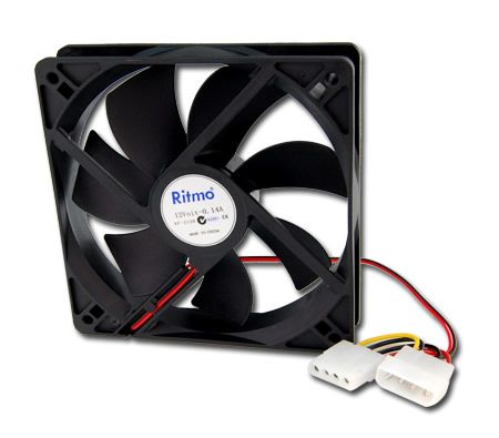 RITMO 12CM Computer Case Cooler Fan 12V with 2 Ball Bearing - Black