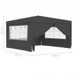 vidaXL Professional Party Tent with Side Walls 4x4 m Anthracite 90 g/cubic metre