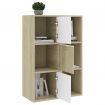 Storage Cabinet White and Sonoma Oak 60x29.5x90 cm Chipboard