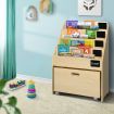 Keezi Kids Natural Wood Bookshelf Storage Organiser Bookcase Drawers Children