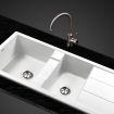 Cefito Stone Kitchen Sink 1160X500MM Granite Under/Topmount Basin Double Bowl White