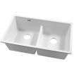 Cefito Stone Kitchen Sink 790X460MM Granite Under/Topmount Basin Double Bowl White