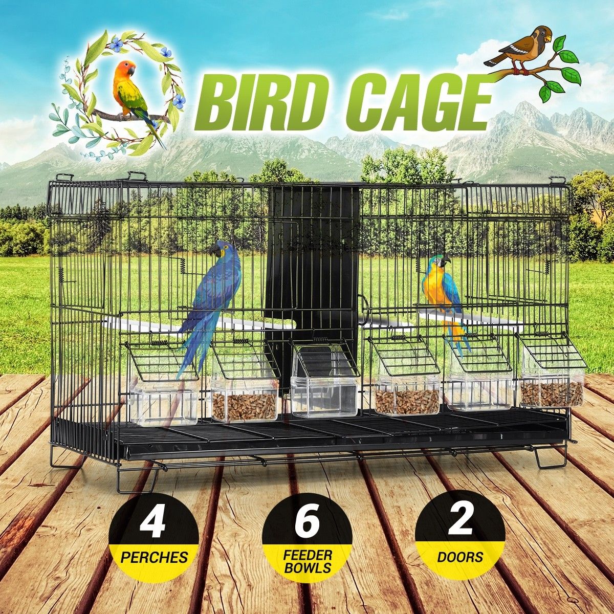 Petscene Bird Cage Feeder Divided Breeding Cage Aviary for Parrot Finch ...