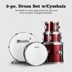 Melodic 5 Piece Drum Kit for Children Kids w/ Kick Pedal Cymbals Stool Drumsticks Red 