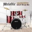 Melodic Full-size 5 Piece Drum Kit with Double Braced Hardware Cymbals Stool Red 