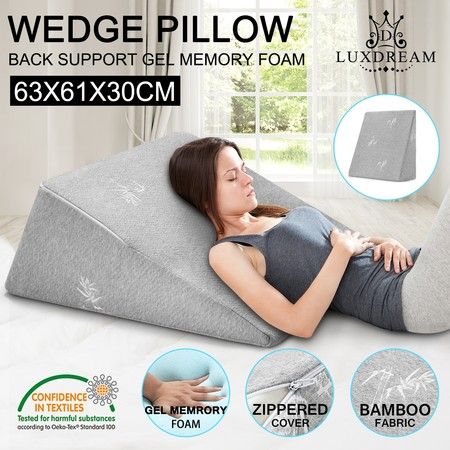 Luxdream Memory Foam Wedge Pillow Back Neck Support Cushion with Bamboo Cover