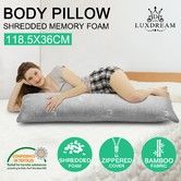 Luxdream Shredded Memory Foam Body Pillow Support Long Pillow with Bamboo Cover