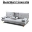 188cm Fabric Sofa Bed Set 3 Seater Lounge Couch Recliner with Cup Holders Light Grey