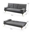 188cm Fabric Sofa Bed Set 3 Seater Lounge Couch Recliner with Cup Holders Dark Grey