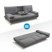 188cm Fabric Sofa Bed Set 3 Seater Lounge Couch Recliner with Cup Holders Dark Grey