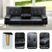 PU Leather Sofa Bed Set 3 Seater Lounge Couch Recliner with Cup Holders Black