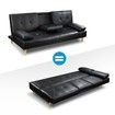 PU Leather Sofa Bed Set 3 Seater Lounge Couch Recliner with Cup Holders Black