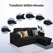 Sofa Bed Lounge Set Futon Couch 3 Seater Storage Chaise Corner Black