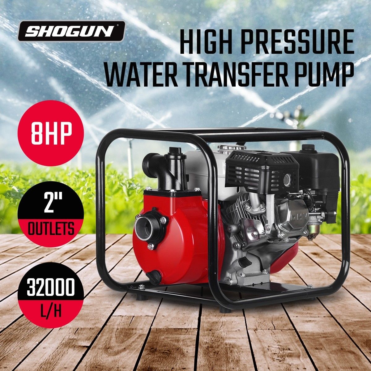 8HP High Pressure Water Transfer Pump Fire Fighting Irrigation 4 Stroke 34000L/H 