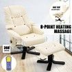 Full Body Massage Recliner Chair 8 Point Heated Office Chair Beige