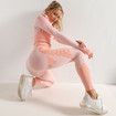 Size M 3 PCS Seamless Women Yoga Sets Female Running Fitness Sport Gym suits Col.White pink